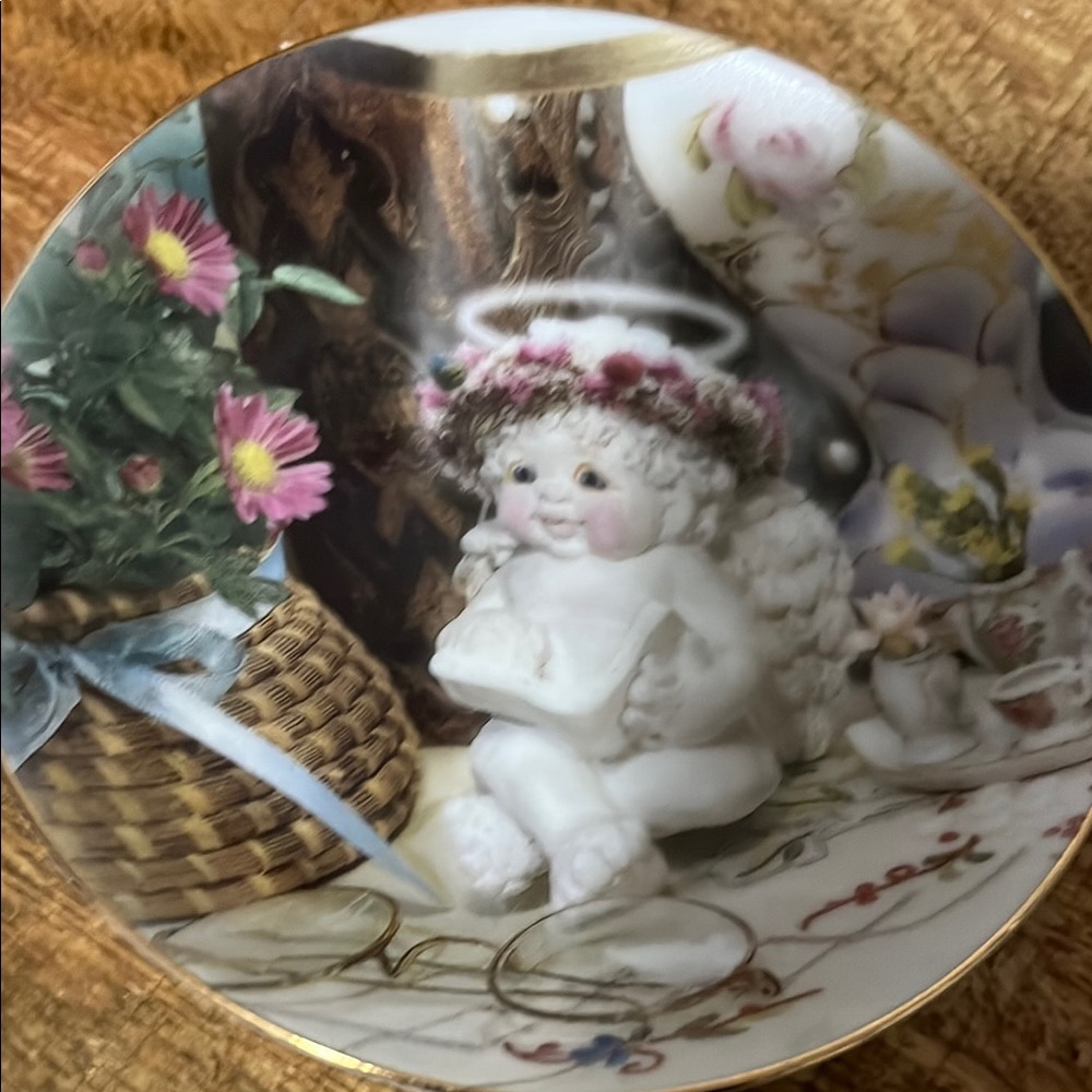 Decorative Angel Plate with Floral Design